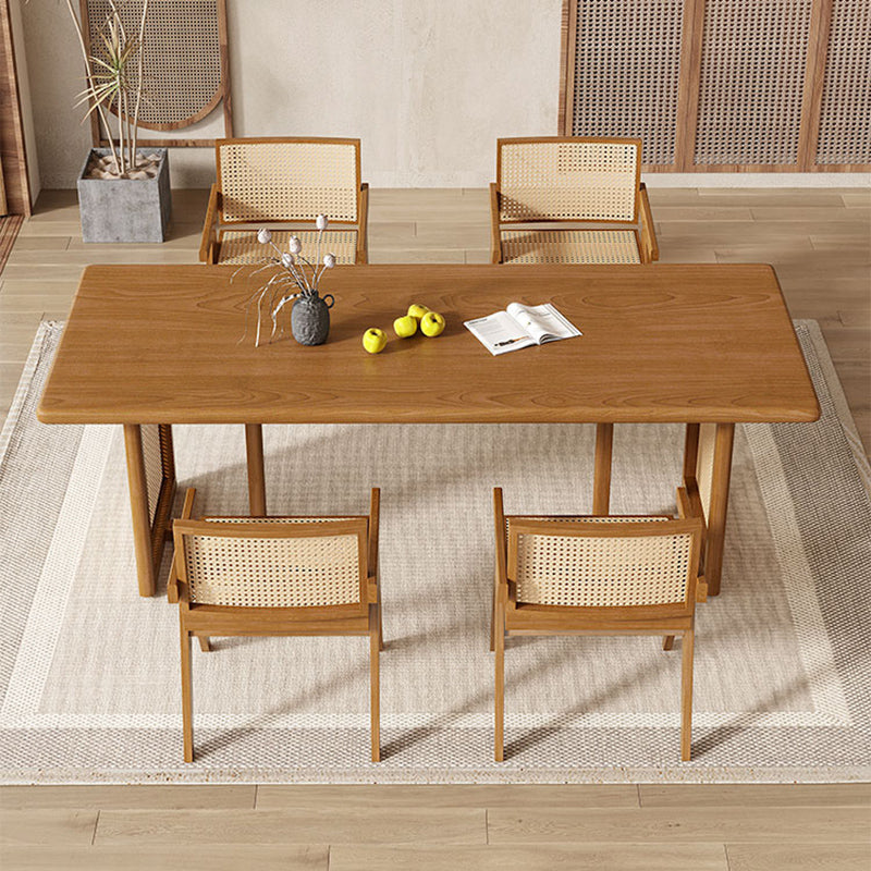 Modern Dining Set 1/5 Pcs Solid Wood Dining Table and Chairs in Brown Clearhalo 'Dining Room Sets' 'Dining Tables & Seating' 'dining_room_set' 'furn' 'furn_dining_room_set' 'Furniture' 'Kitchen & Dining Furniture' 6630178