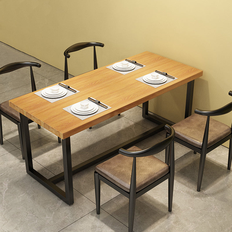 Industrial Dining Set 1/5 Pcs Solid Wood Top Dining Table and Armless Chairs 5 Pieces: Table, 4 Black Chairs Clearhalo 'Dining Room Sets' 'Dining Tables & Seating' 'dining_room_set' 'furn' 'furn_dining_room_set' 'Furniture' 'Kitchen & Dining Furniture' 6630195