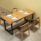 Industrial Dining Set 1/5 Pcs Solid Wood Top Dining Table and Armless Chairs 5 Pieces: Table, 4 Brown Chairs Clearhalo 'Dining Room Sets' 'Dining Tables & Seating' 'dining_room_set' 'furn' 'furn_dining_room_set' 'Furniture' 'Kitchen & Dining Furniture' 6630196
