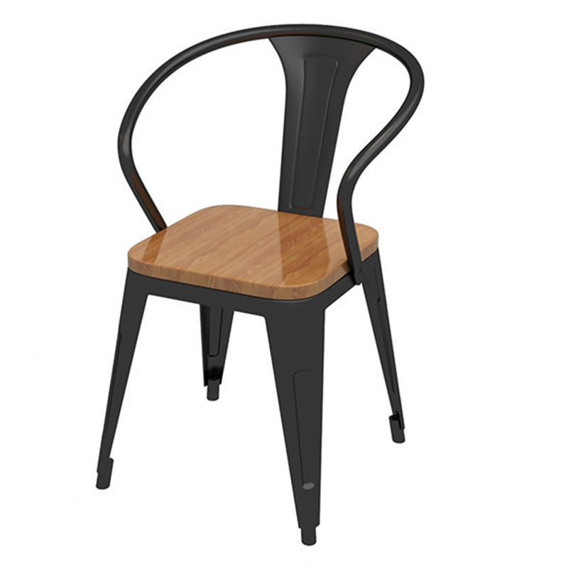 Industrial Dining Set 1/5 Pcs Solid Wood Top Dining Table and Armless Chairs 1 Black-Brown Chair Clearhalo 'Dining Room Sets' 'Dining Tables & Seating' 'dining_room_set' 'furn' 'furn_dining_room_set' 'Furniture' 'Kitchen & Dining Furniture' 6630197