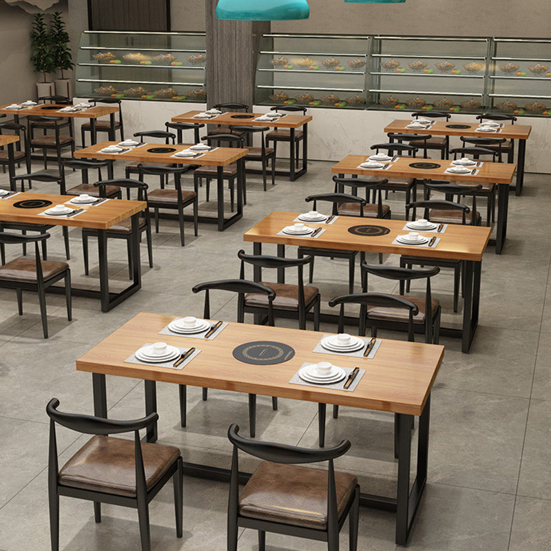 Industrial Dining Set 1/5 Pcs Solid Wood Top Dining Table and Armless Chairs Clearhalo 'Dining Room Sets' 'Dining Tables & Seating' 'dining_room_set' 'furn' 'furn_dining_room_set' 'Furniture' 'Kitchen & Dining Furniture' 6630204