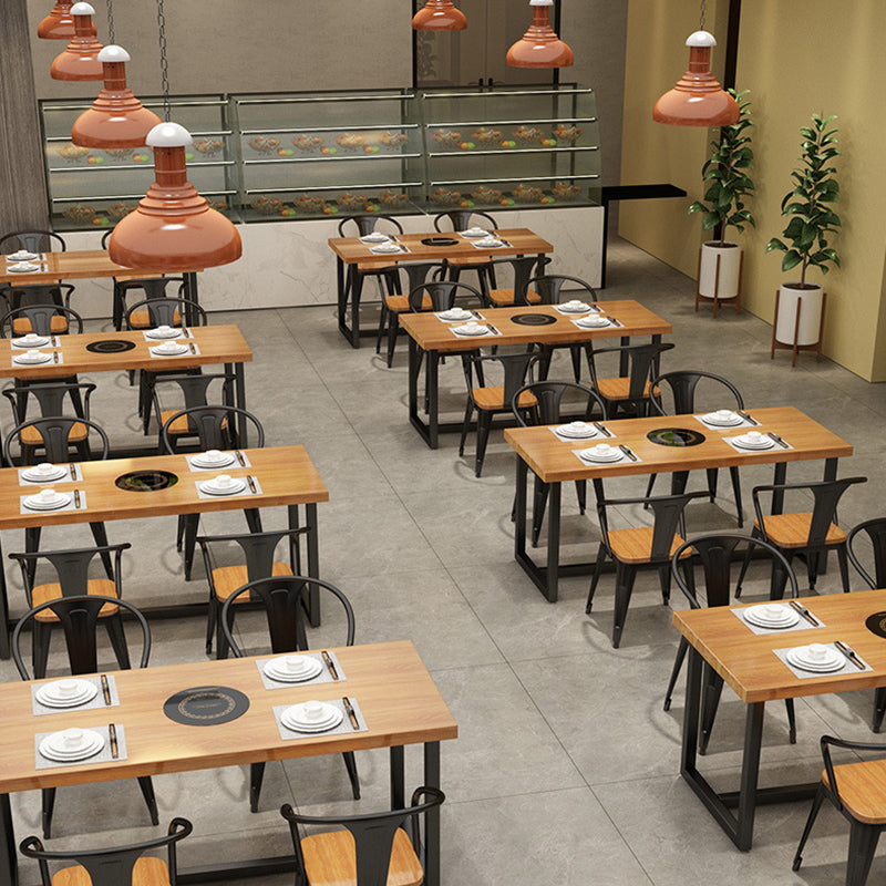 Industrial Dining Set 1/5 Pcs Solid Wood Top Dining Table and Armless Chairs Clearhalo 'Dining Room Sets' 'Dining Tables & Seating' 'dining_room_set' 'furn' 'furn_dining_room_set' 'Furniture' 'Kitchen & Dining Furniture' 6630206