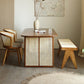 Rectangle Dining Set 1/4/5/6 Pcs Ash Solid Wood and Rattan Dining Table and Chairs 4 Pieces: Table, 2 Chairs, 1 Bench Clearhalo 'Dining Room Sets' 'Dining Tables & Seating' 'dining_room_set' 'furn' 'furn_dining_room_set' 'Furniture' 'Kitchen & Dining Furniture' 6630220