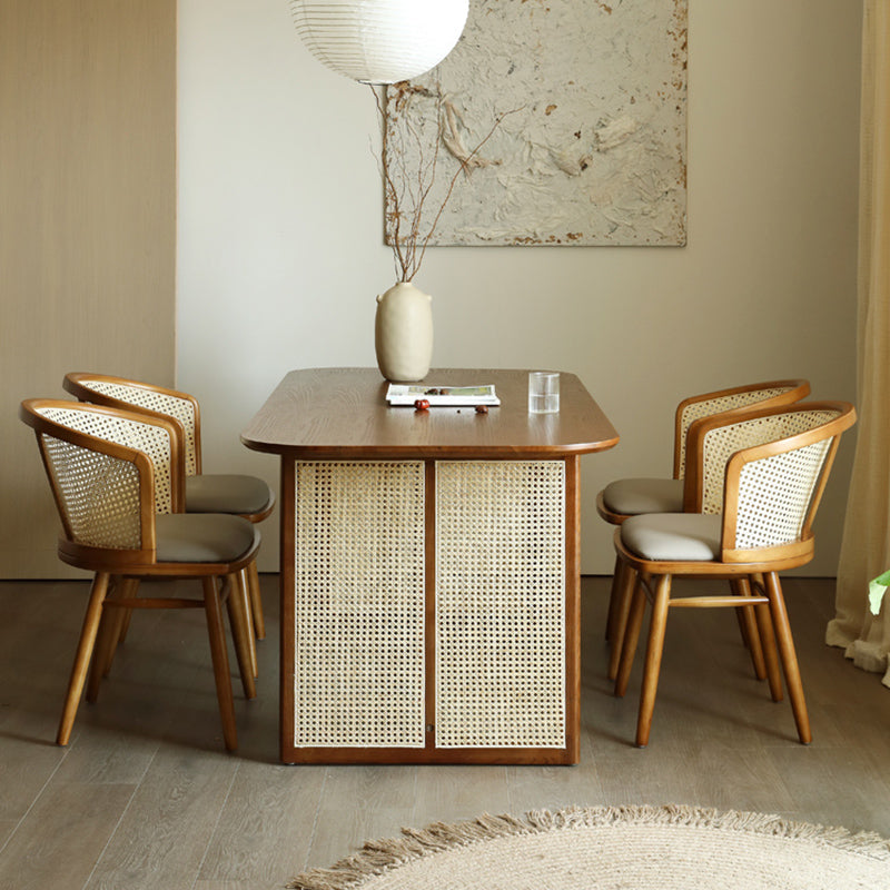 Rectangle Dining Set 1/4/5/6 Pcs Ash Solid Wood and Rattan Dining Table and Chairs Clearhalo 'Dining Room Sets' 'Dining Tables & Seating' 'dining_room_set' 'furn' 'furn_dining_room_set' 'Furniture' 'Kitchen & Dining Furniture' 6630230