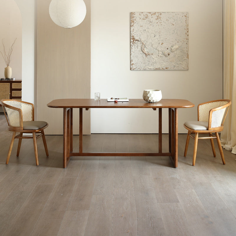 Rectangle Dining Set 1/4/5/6 Pcs Ash Solid Wood and Rattan Dining Table and Chairs Clearhalo 'Dining Room Sets' 'Dining Tables & Seating' 'dining_room_set' 'furn' 'furn_dining_room_set' 'Furniture' 'Kitchen & Dining Furniture' 6630231