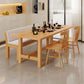Trestle Dining Table Set 1/4 Pcs Rectangle Dining Table and Chairs in Natural