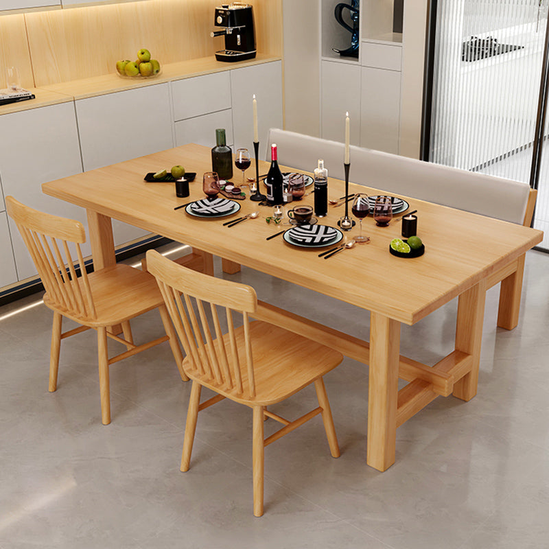 Trestle Dining Table Set 1/4 Pcs Rectangle Dining Table and Chairs in Natural