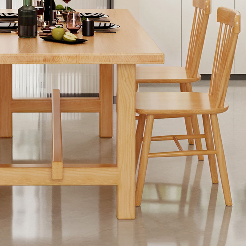 Trestle Dining Table Set 1/4 Pcs Rectangle Dining Table and Chairs in Natural