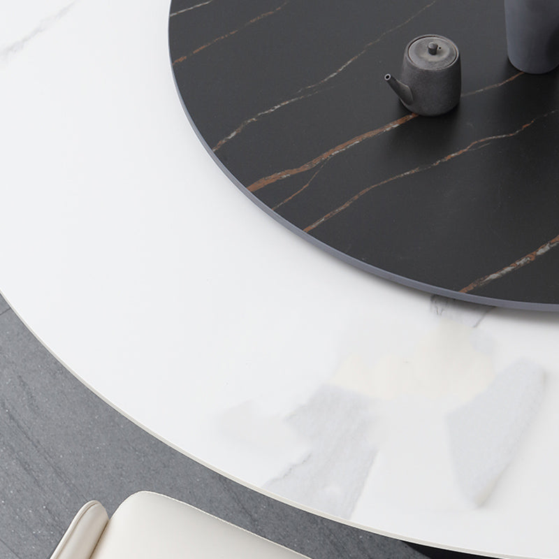 Modern Dining Set 1/5/7 Pcs Round Sintered Stone Dining Table with Upholstered Chairs