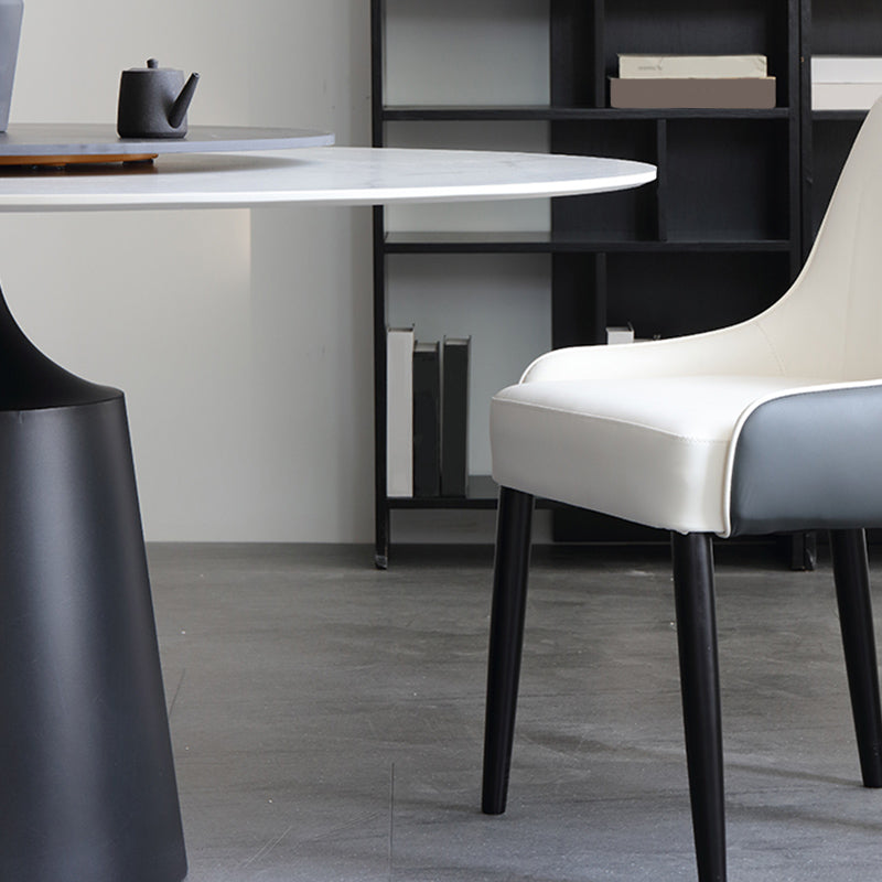 Modern Dining Set 1/5/7 Pcs Round Sintered Stone Dining Table with Upholstered Chairs