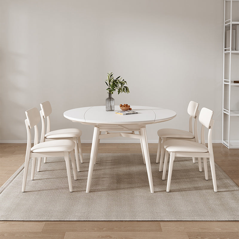 Modern 1/4/5/7 Pieces Dining Chairs Set Stone Round Furniture in White 5 Pieces: Table, 4 Chairs Clearhalo 'Dining Room Sets' 'Dining Tables & Seating' 'dining_room_set' 'furn' 'furn_dining_room_set' 'Furniture' 'Kitchen & Dining Furniture' 6630336