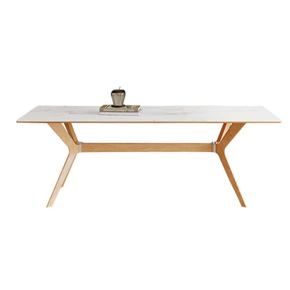 Noordse 1/4/5/7 stukken meubels rechthoekige stenen eettafel in wit gezet