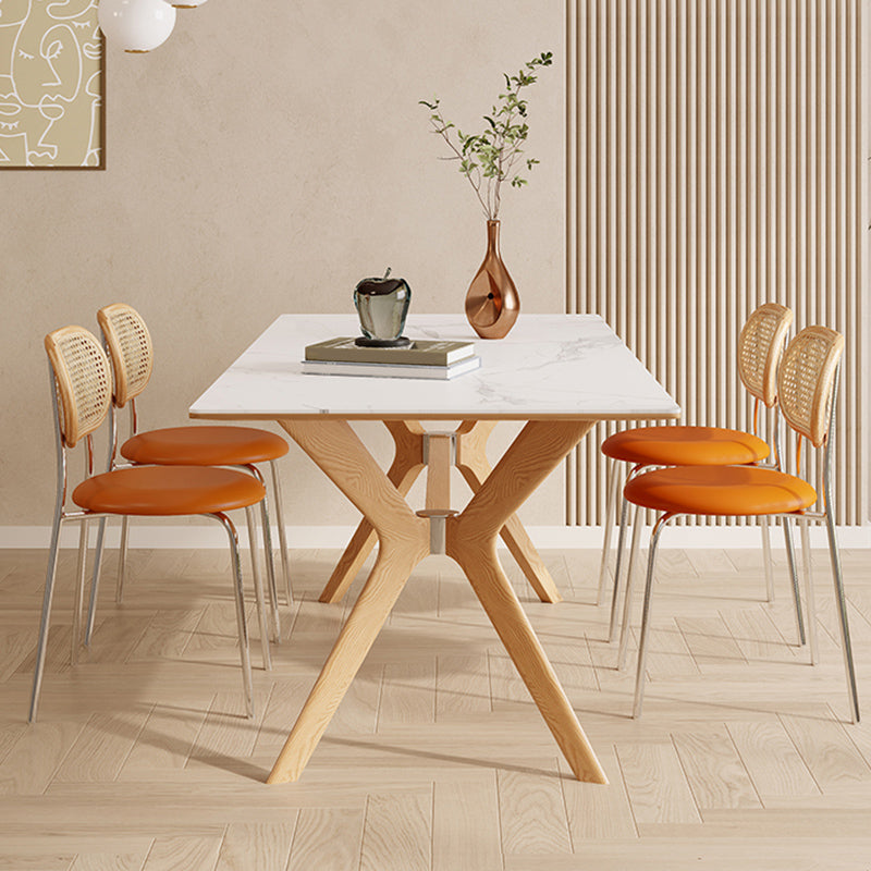 Noordse 1/4/5/7 stukken meubels rechthoekige stenen eettafel in wit gezet