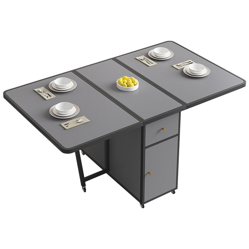 長方形のダイニングテーブルセット1/4/5/7 PCS折りたたみテーブルと金属フレーム付きの椅子