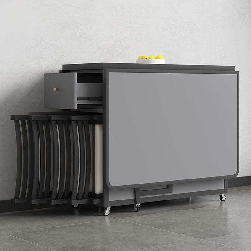 長方形のダイニングテーブルセット1/4/5/7 PCS折りたたみテーブルと金属フレーム付きの椅子