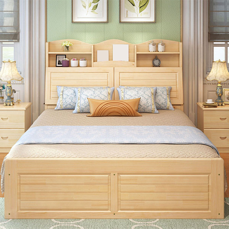 Modern Solid Wood Bed Frame Headboard Standard Bed with Storage Panel Bed & Mattress Clearhalo 'Bedroom Furniture' 'Beds' 'furn' 'furn_beds' 'Furniture' 6630585