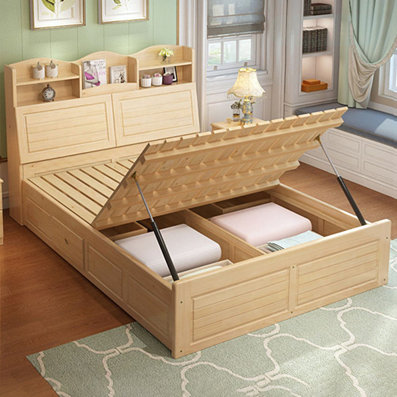 Modern Solid Wood Bed Frame Headboard Standard Bed with Storage Clearhalo 'Bedroom Furniture' 'Beds' 'furn' 'furn_beds' 'Furniture' 6630592
