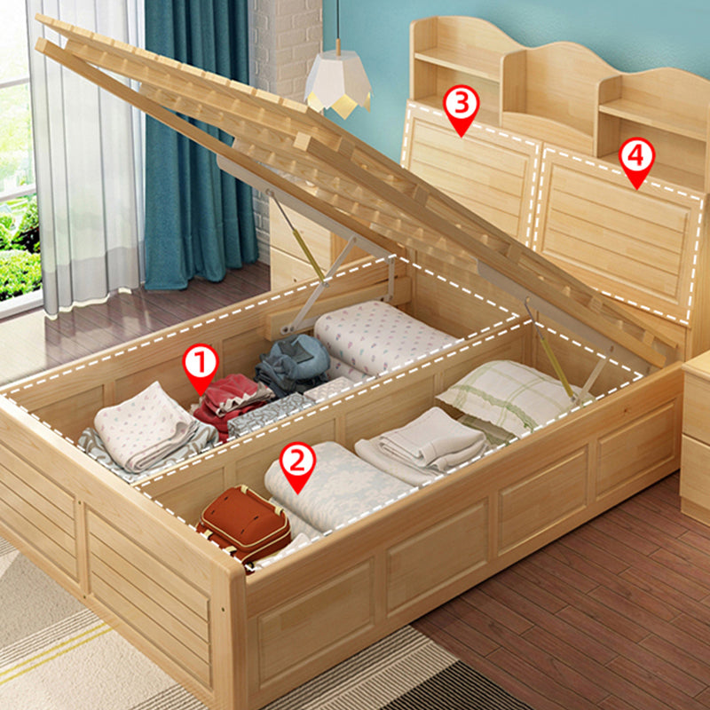 Modern Solid Wood Bed Frame Headboard Standard Bed with Storage Clearhalo 'Bedroom Furniture' 'Beds' 'furn' 'furn_beds' 'Furniture' 6630596