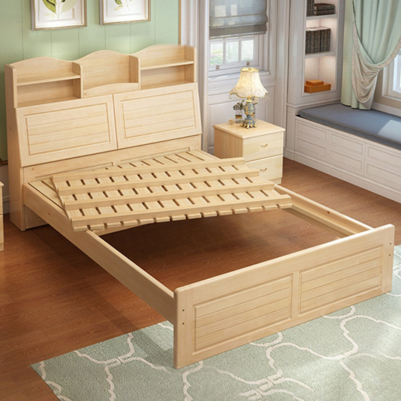 Modern Solid Wood Bed Frame Headboard Standard Bed with Storage Clearhalo 'Bedroom Furniture' 'Beds' 'furn' 'furn_beds' 'Furniture' 6630598