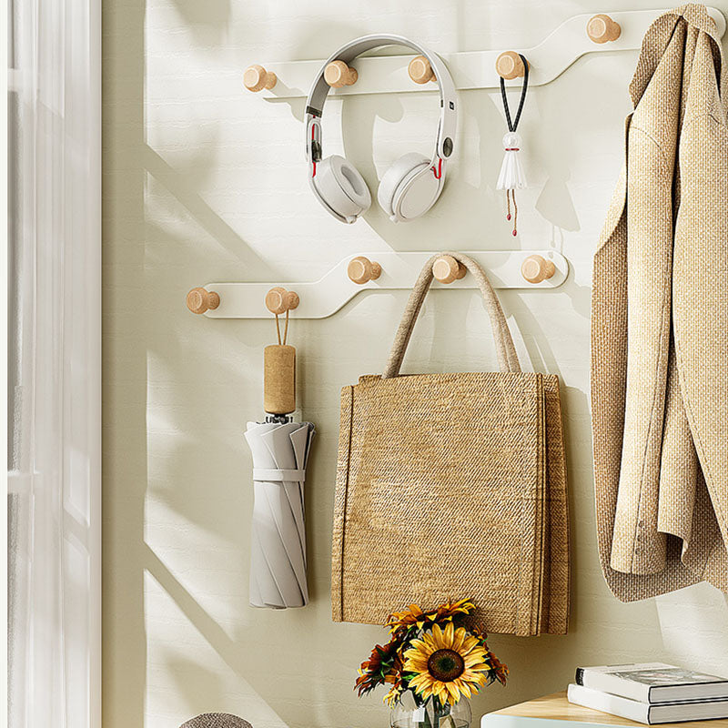 Metal and Wood Coat Rack Contemporary Style Home Wall Hanging Coat Hanger Clearhalo 'Entry & Mudroom Furniture' 'furn' 'furn_hall_tree_coat_racks' 'Furniture' 'Hall Trees & Coat Racks' 'hall_tree_coat_racks' 6630650