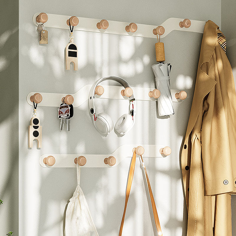 Metal and Wood Coat Rack Contemporary Style Home Wall Hanging Coat Hanger Clearhalo 'Entry & Mudroom Furniture' 'furn' 'furn_hall_tree_coat_racks' 'Furniture' 'Hall Trees & Coat Racks' 'hall_tree_coat_racks' 6630653