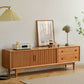 Scandinavische tv-mediastandaard massief houten tv-console met 2 lades