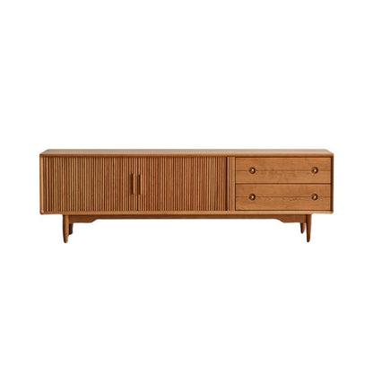 Scandinavische tv-mediastandaard massief houten tv-console met 2 lades