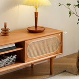 スカンジナビアのテレビメディアスタンドリビングルーム用のソリッドウッドテレビコンソール