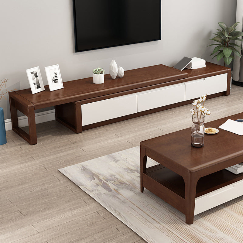 Vintage Media Console Rubberwood Stand Console with Drawers for Living Room Clearhalo 'furn' 'furn_tv_stands_entertainment_centers' 'Furniture' 'Living Room Furniture' 'TV Stands & Entertainment Centers' 'TV Stands & Media Storage Furniture' 'tv_stands_entertainment_centers' 6630949