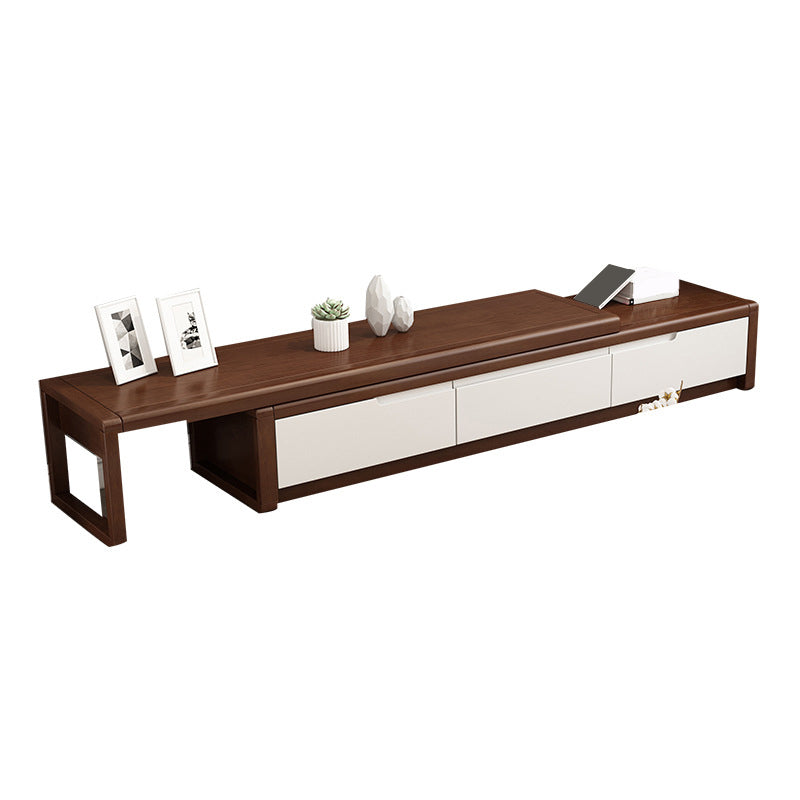 Vintage Media Console Rubberwood Stand Console with Drawers for Living Room Walnut White Clearhalo 'furn' 'furn_tv_stands_entertainment_centers' 'Furniture' 'Living Room Furniture' 'TV Stands & Entertainment Centers' 'TV Stands & Media Storage Furniture' 'tv_stands_entertainment_centers' 6630953