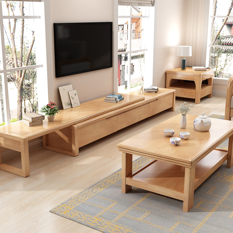Vintage Media Console Rubberwood Stand Console with Drawers for Living Room Clearhalo 'furn' 'furn_tv_stands_entertainment_centers' 'Furniture' 'Living Room Furniture' 'TV Stands & Entertainment Centers' 'TV Stands & Media Storage Furniture' 'tv_stands_entertainment_centers' 6630961