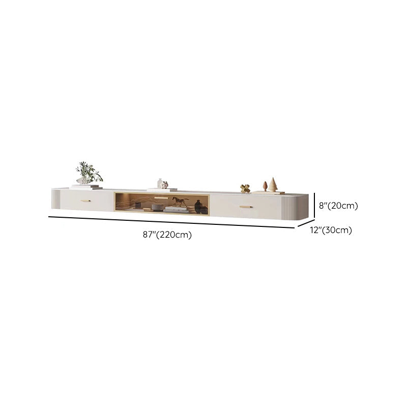 Contemporary Floating Media Console White Faux Wood Stand Console with Drawers Clearhalo 'furn' 'furn_tv_stands_entertainment_centers' 'Furniture' 'Living Room Furniture' 'TV Stands & Entertainment Centers' 'TV Stands & Media Storage Furniture' 'tv_stands_entertainment_centers' 6630973