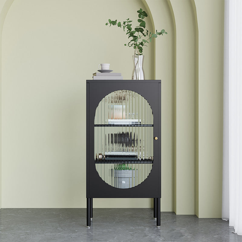 Contemporary Metal Curio Cabinet Glass Doors Hutch Buffet with Door Clearhalo 'Display & China Cabinets' 'display_china_cabinets' 'furn' 'furn_display_china_cabinets' 'Furniture' 'Kitchen & Dining Furniture' 6630977