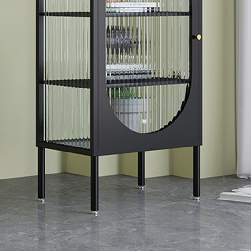 Contemporary Metal Curio Cabinet Glass Doors Hutch Buffet with Door Clearhalo 'Display & China Cabinets' 'display_china_cabinets' 'furn' 'furn_display_china_cabinets' 'Furniture' 'Kitchen & Dining Furniture' 6630984