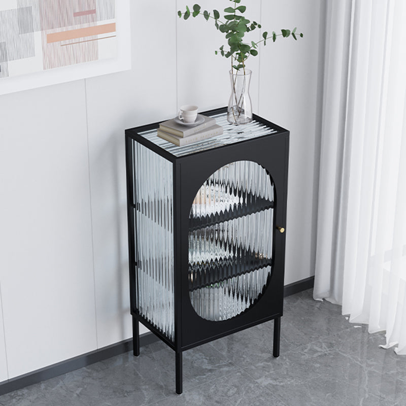 Contemporary Metal Curio Cabinet Glass Doors Hutch Buffet with Door Clearhalo 'Display & China Cabinets' 'display_china_cabinets' 'furn' 'furn_display_china_cabinets' 'Furniture' 'Kitchen & Dining Furniture' 6630988