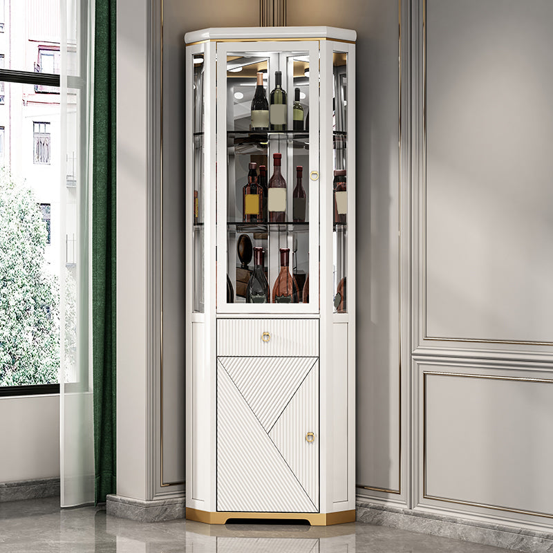 Gabinete de gabinete glamorial puertas de vidrio de roble gabinete buffet con iluminación