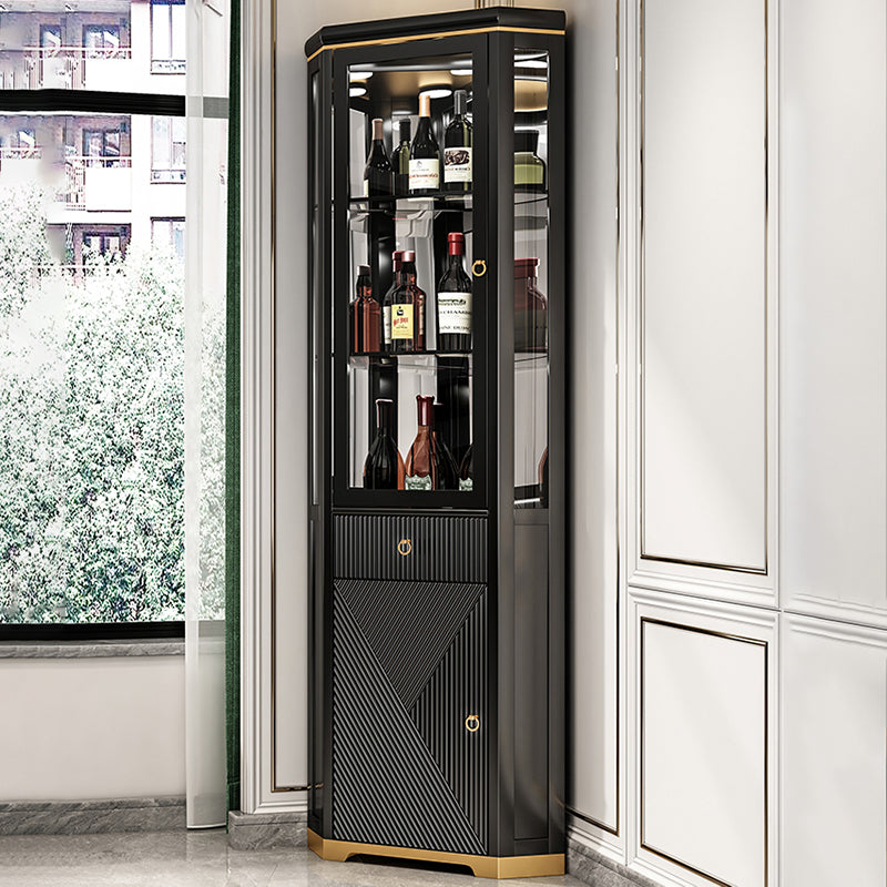 Glam Curio Curio Olio Olio in vetro in quercia Armadietto a buffet con illuminazione