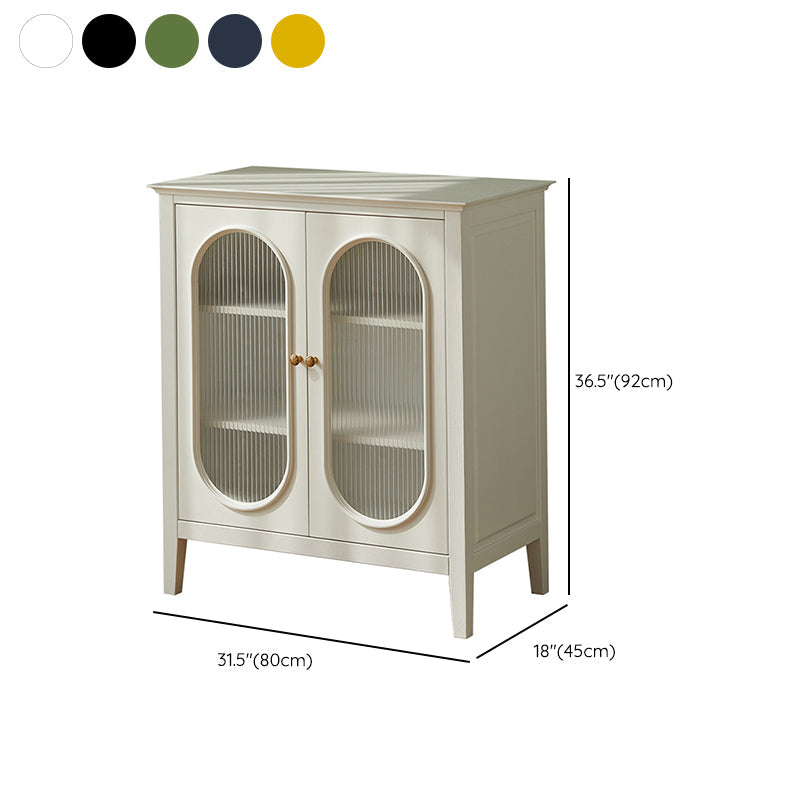 Contemporary Glass Display Stand Oil Oak Hutch Buffet with Doors