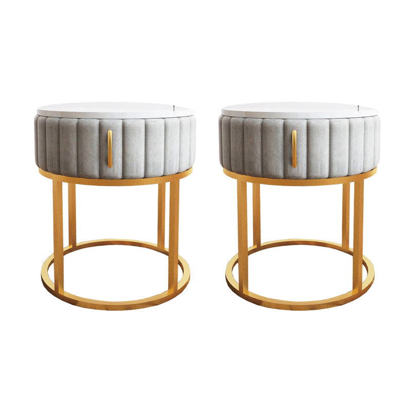 モダンなベッドナイトスタンドストーンアクセントテーブルナイトスタンドの引き出し付き