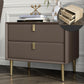 Contemporary Accent Table Nightstand Leather Nightstand with Drawers