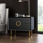 Leather Bed Nightstand Contemporary Night Table with 2 Drawers