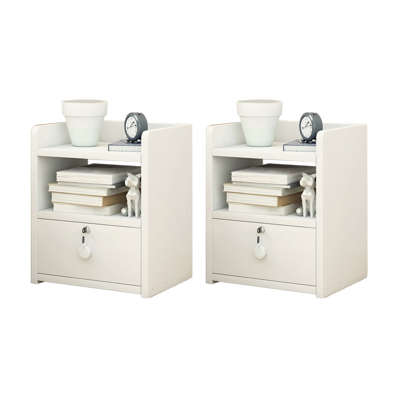 Faux Wood Bedside Cabinet Contemporary Night Table for Bedroom