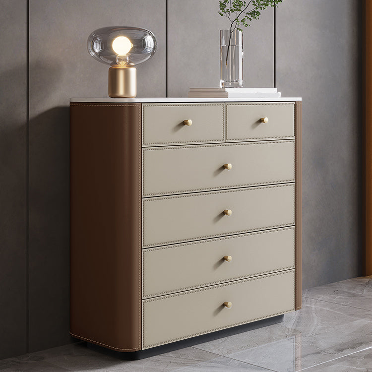Commode contemporaine en pierre de 15,6 pouces de largeur avec 6 tiroirs