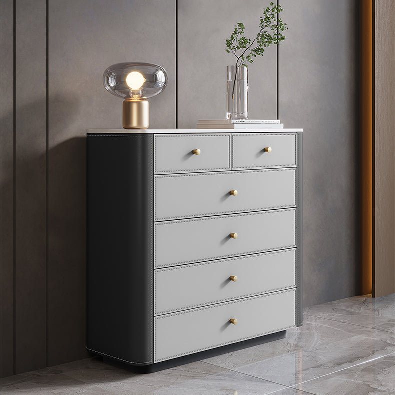 Commode contemporaine en pierre de 15,6 pouces de largeur avec 6 tiroirs
