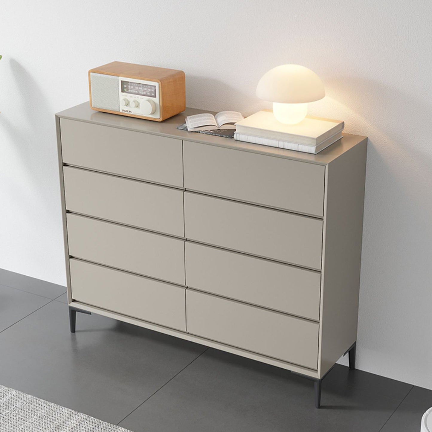 15.6-inch Width Contemporary Storage Chest Stone Dresser with 8 Drawers