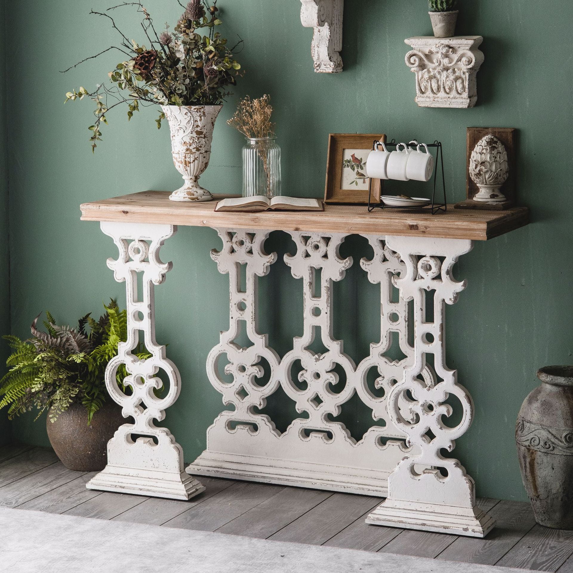 French Country Wood Console Table Rectangle End Table for Hall Clearhalo 'Console Tables' 'console_tables' 'Entry & Mudroom Furniture' 'furn' 'furn_console_tables' 'Furniture' 6631418