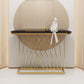Glam Marble Console Table Oval Stain Resistant Console Sofa Table for Hall
