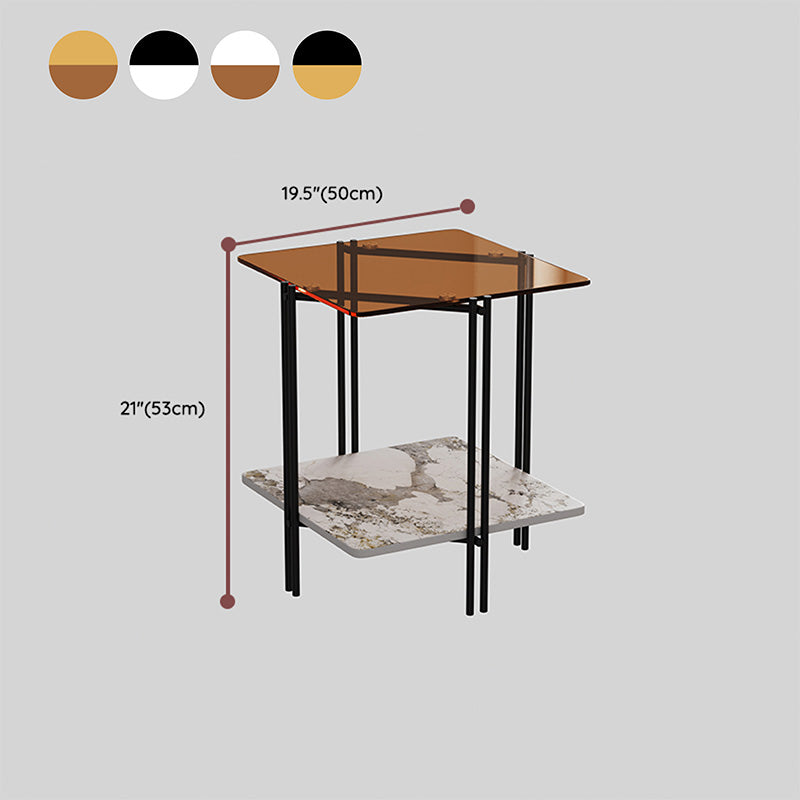 Tabla de esquina cuadrada moderna 4 Pats Table lateral con almacenamiento