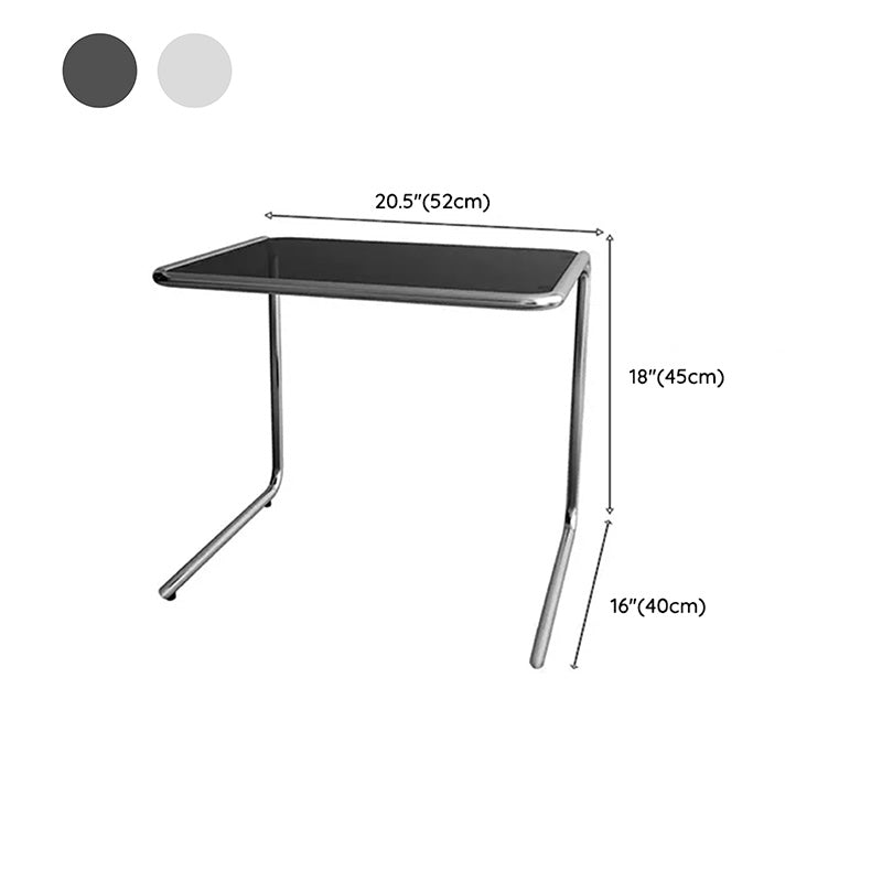 Contemporary Sled Glass Metal Side Table Rectangular Bedside End Table Clearhalo 'Coffee & Accent Tables' 'End & Side Tables' 'end_side_tables' 'furn' 'furn_end_side_tables' 'Furniture' 'Living Room Furniture' 6632446