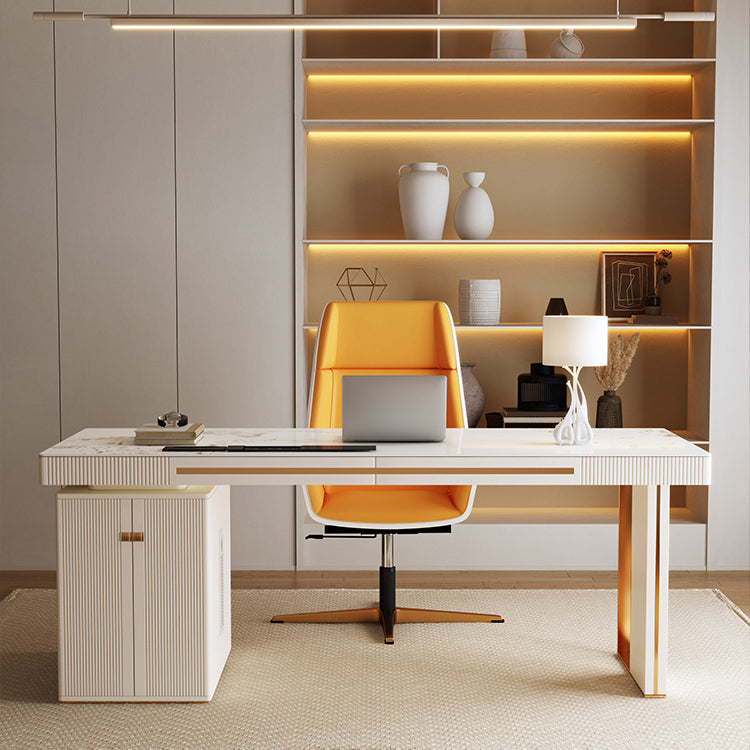Zeitgenössischer Stein Schreibtisch Schlafzimmer Weißer Büroschreibtisch mit Beinen